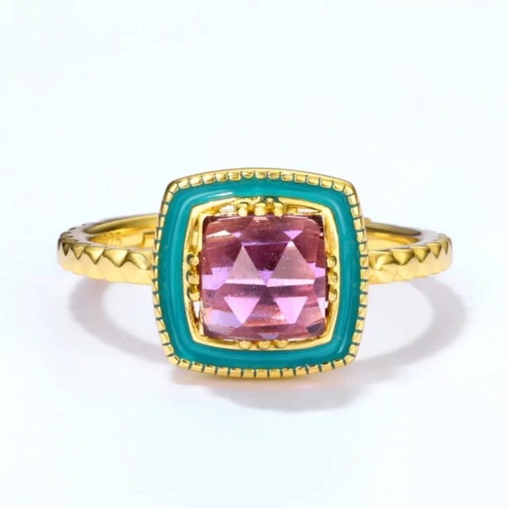 Beautiful Gold Natural Amethyst Ring